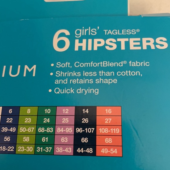 New Hanes 6 girls hipsters size 16. - Picture 4 of 5